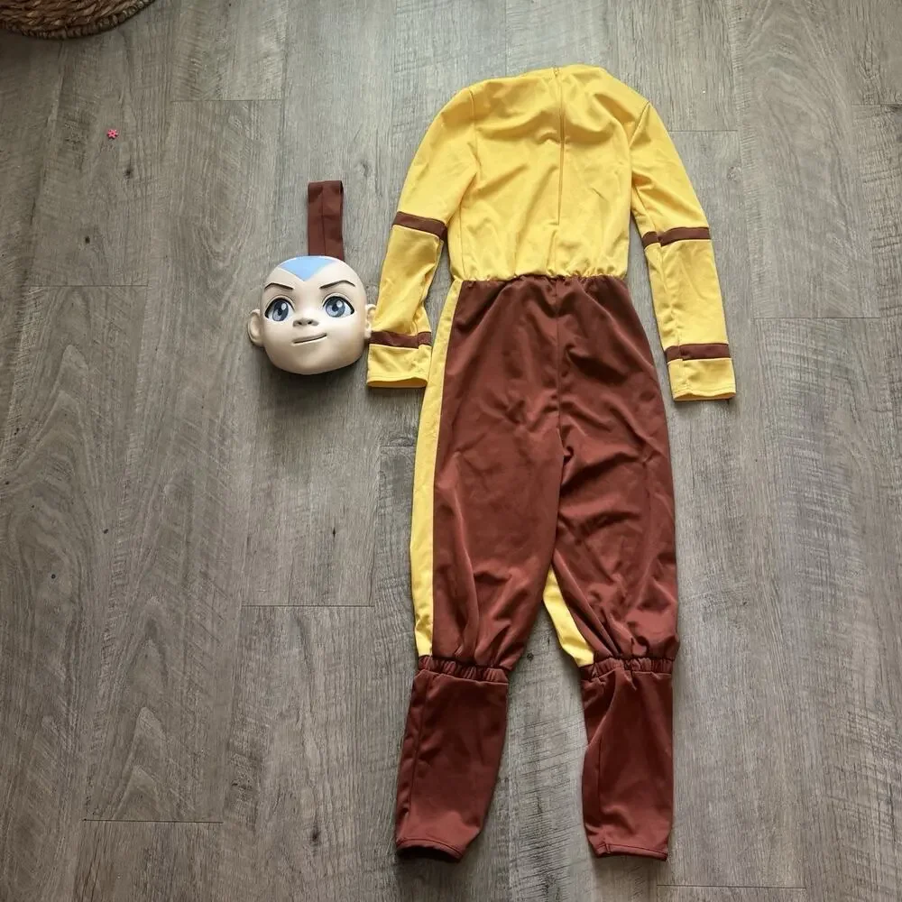 Avatar The Last Airbender Aang Costume Boys L 10/12 Jumpsuit Mask Halloween